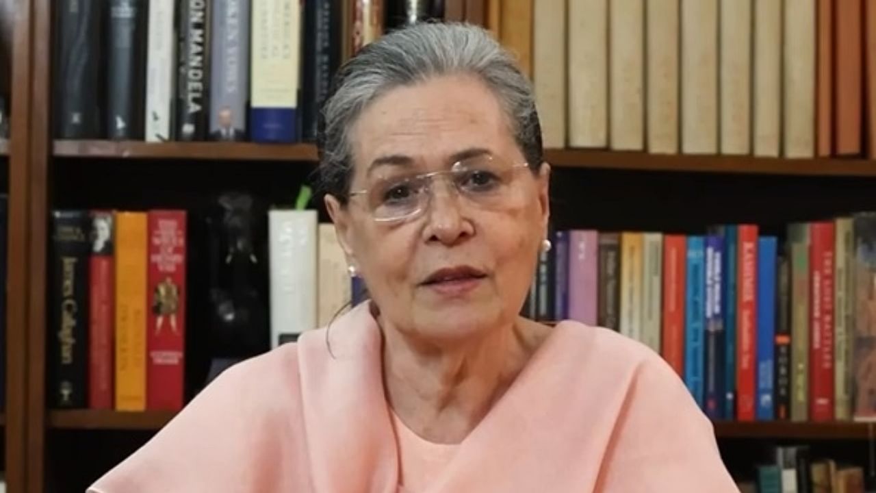 Congress leader Sonia Gandhi expresses gratitude to the people of Karnataka for electing the party, in a video message, on Saturday, May 20, 2023. Credit: IANS Photo