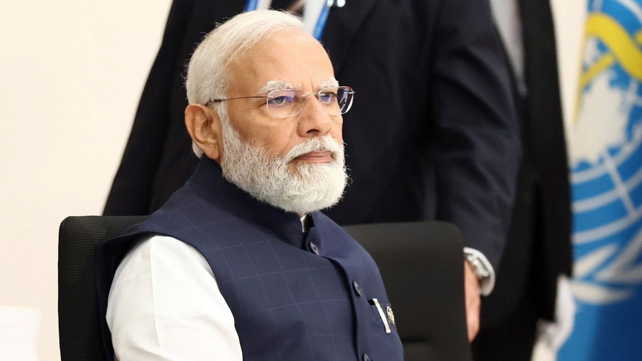 Prime Minister Narendra Modi attends an outreach session of the leaders of the G7 nations and invited countries, during the G7 Summit in Hiroshima, western Japan, Saturday, May 20, 2023. Credit: AP/PTI Photo