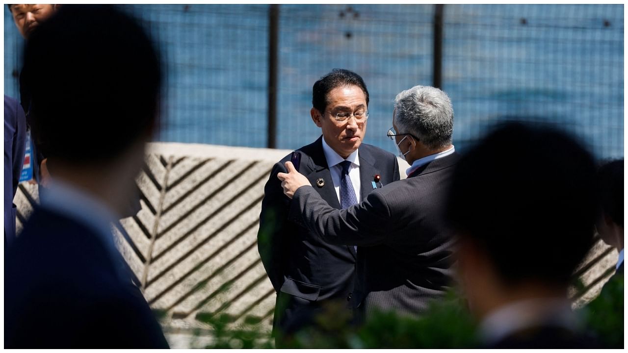 Japan’s Prime Minister Fumio Kishida is seen on the day of trilateral engagement with US President Joe Biden (not pictured) and South Korea’s President Yoon Suk Yeol (not pictured) during the G7 Summit at the Grand Prince Hotel in Hiroshima, Japan, May 21, 2023. Credit: Reuters Photo