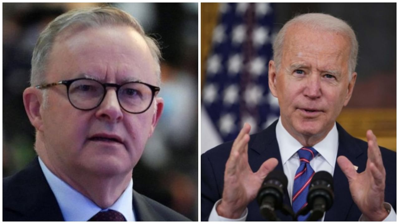 Anthony Albanese and Joe Biden. Credit: Reuters Photo and AFP Photo