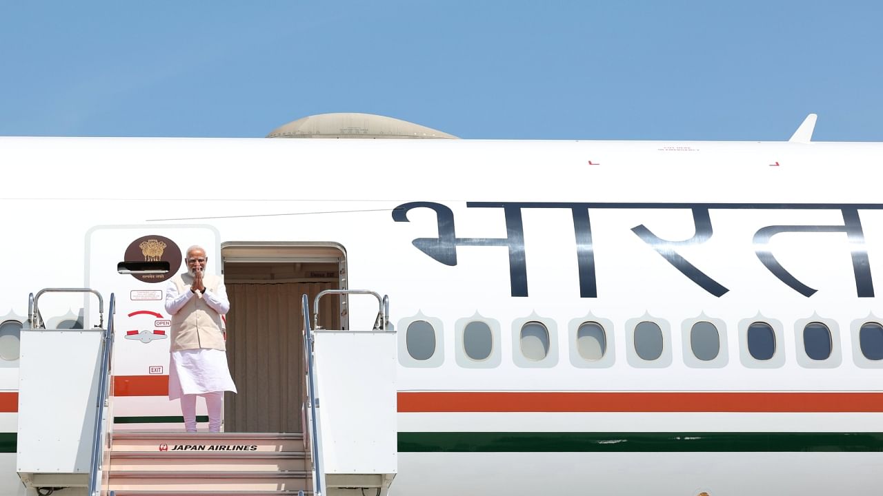 Prime Minister Narendra Modi ahead of boarding his flight to Papua New Guinea. Credit: Twitter/@PMOIndia