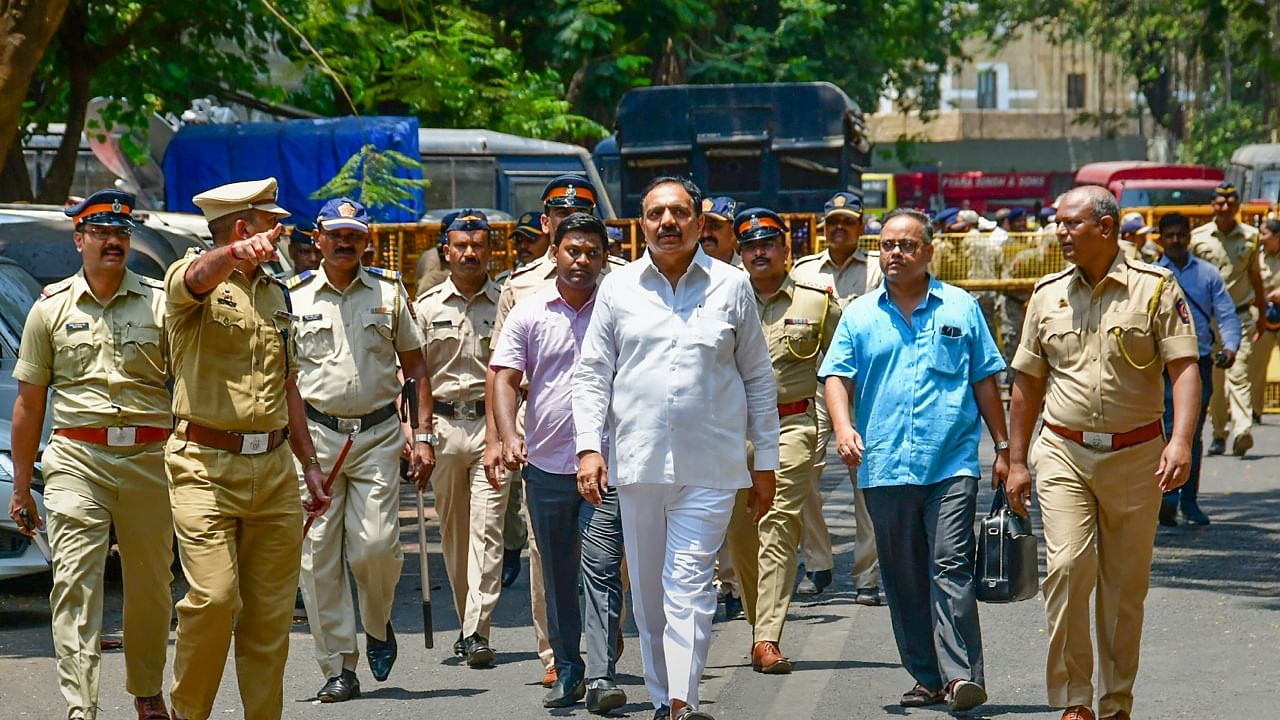 NCP leader Jayant Patil arrives at the Enforcement Directorate (ED) office. Credit: PTI Photo