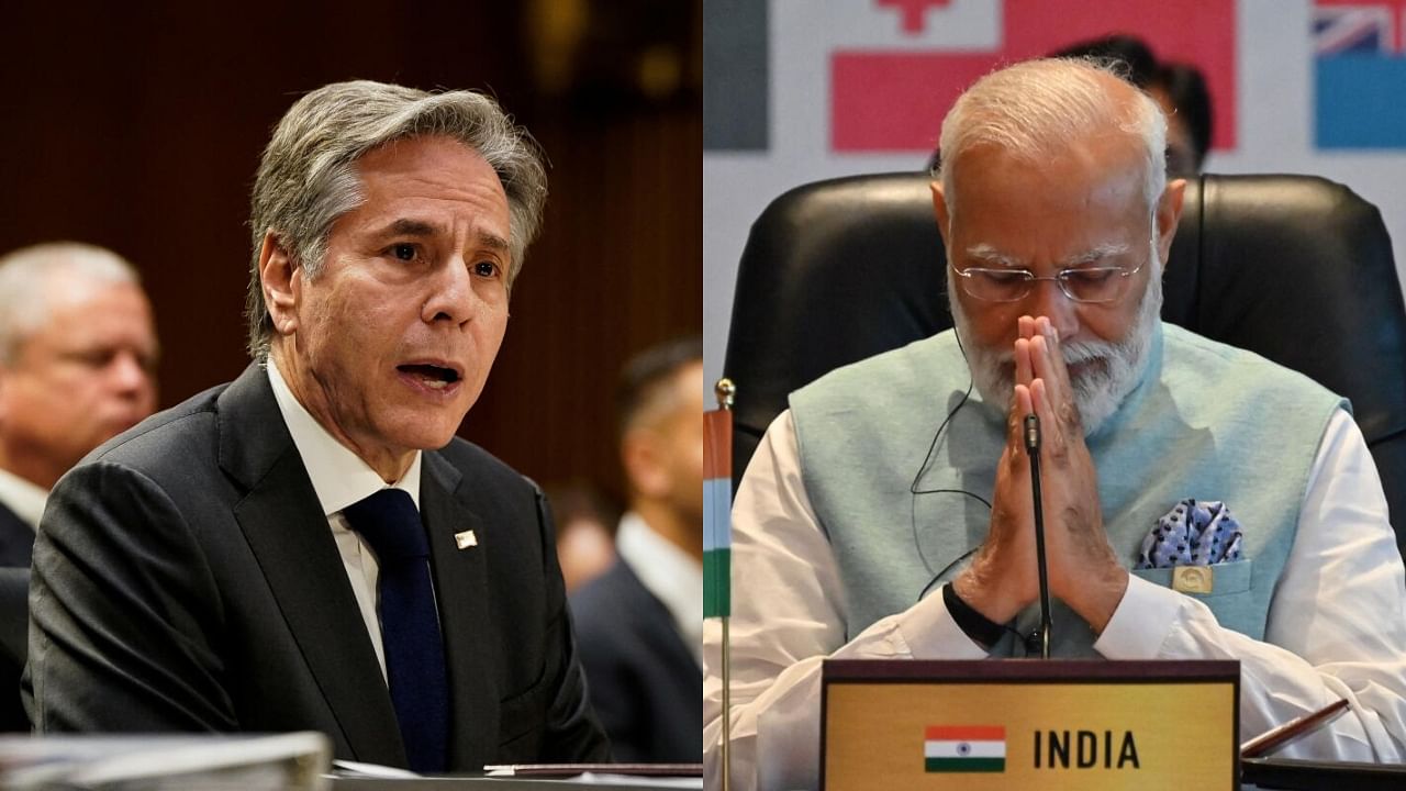 US Secretary of State Antony Blinken(L) and PM Narendra Modi. Credit: Reuters Photo