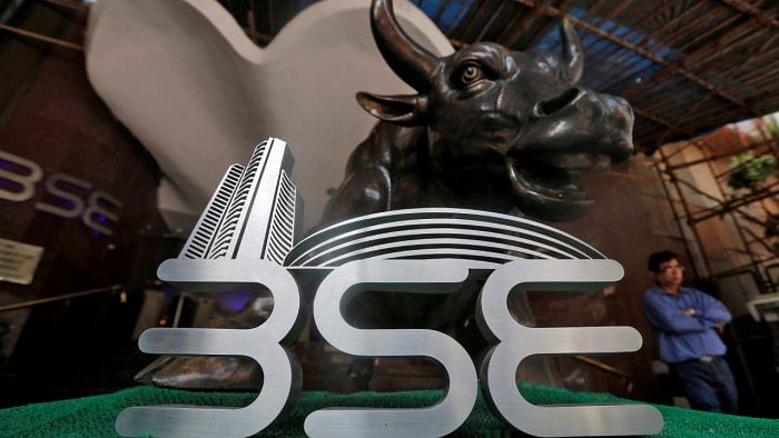 The Bombay Stock Exchange (BSE) logo is seen at the BSE building in Mumbai. Credit: Reuters File Photo 