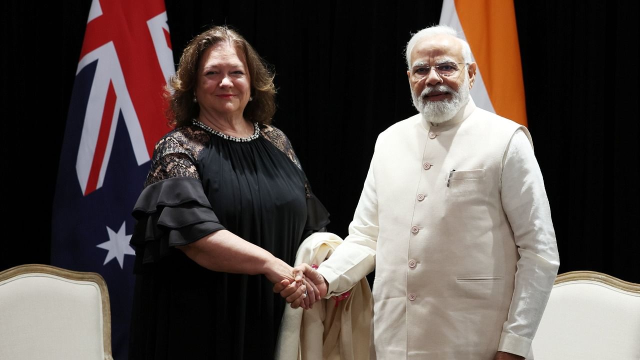 Prime Minister Narendra Modi meets Hancock Prospecting Executive Chairman Gina Rinehart in Sydney. Credit: Twitter/PMOIndia