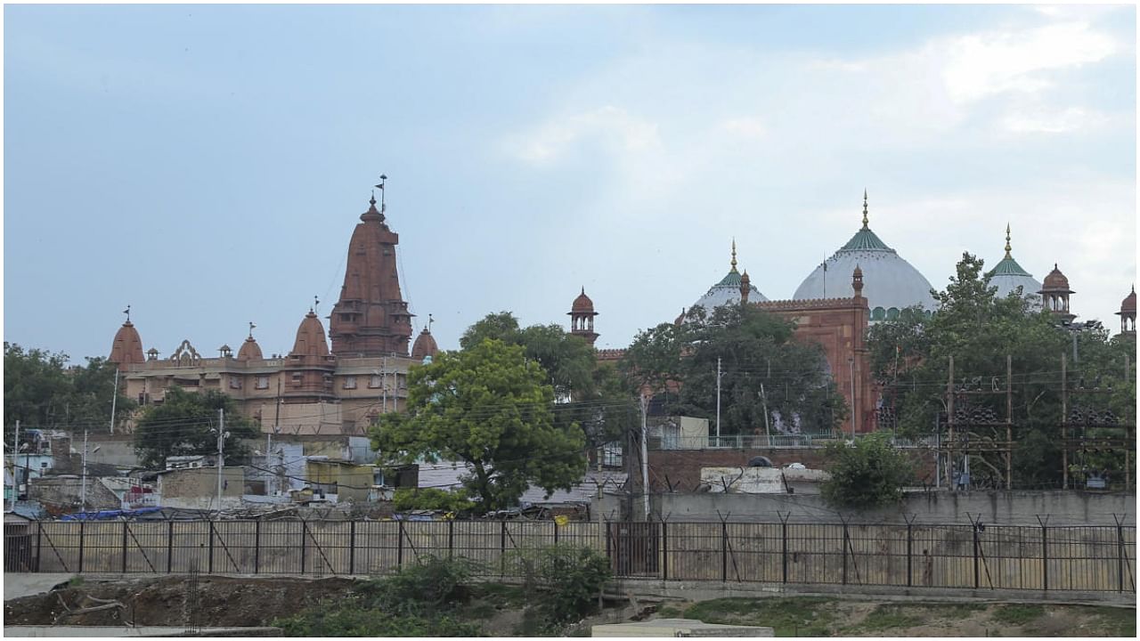 Mathura: Sri Krishna Janmabhoomi temple and the Shahi Idgah, in Mathura, Monday, Aug 29, 2022. The Allahabad High Court directed a Mathura court Monday to pass an order within four months on an application seeking an Archaeological Survey of India (ASI) survey of the Krishna Janmabhoomi and the Shahi Idgah. Credit: PTI Photo