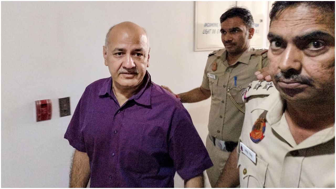  AAP leader Manish Sisodia being produced at Rouse Avenue Court. Credit: PTI Photo