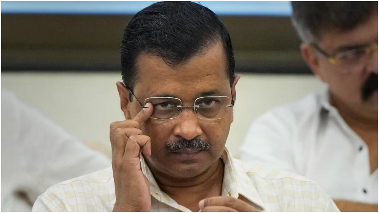 Delhi Chief Minister Arvind Kejriwal interacts with media during a press conference, at Y.B. Chavan Centre in Mumbai, Thursday, May 25, 2023. Credit: PTI Photo