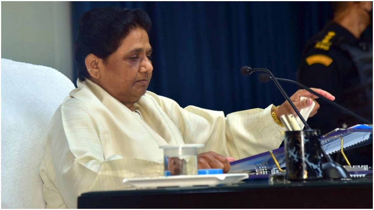 Bahujan Samaj Party (BSP) supremo Mayawati holds a meeting with district coordinators, at the party office in Lucknow, Thursday, May 18, 2023. Credit: IANS Photo