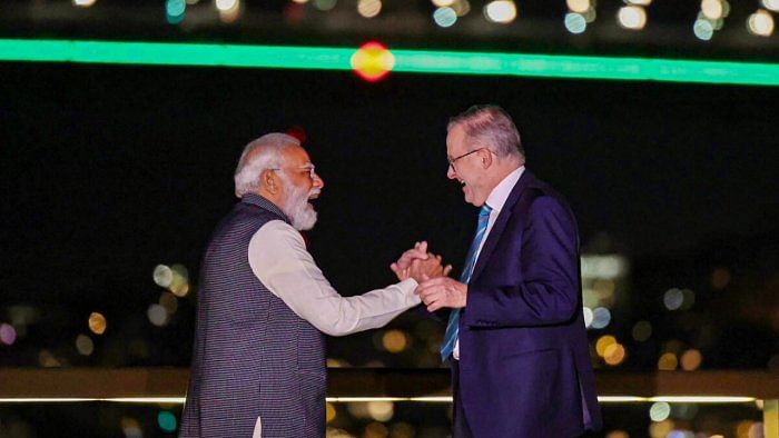 Prime Minister Narendra Modi with Australian Prime Minister Anthony Albanese, in Sydney, Wednesday, May 24, 2023. Credit: PTI Photo