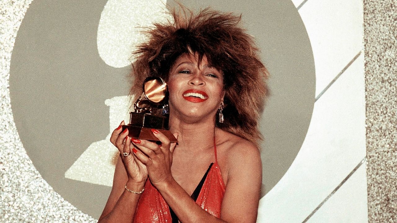 Tina Turner, Pop and R&B vocalist, as holds up a Grammy Award, Feb. 27, 1985, in Los Angeles. Credit: AP/PTI Photo
