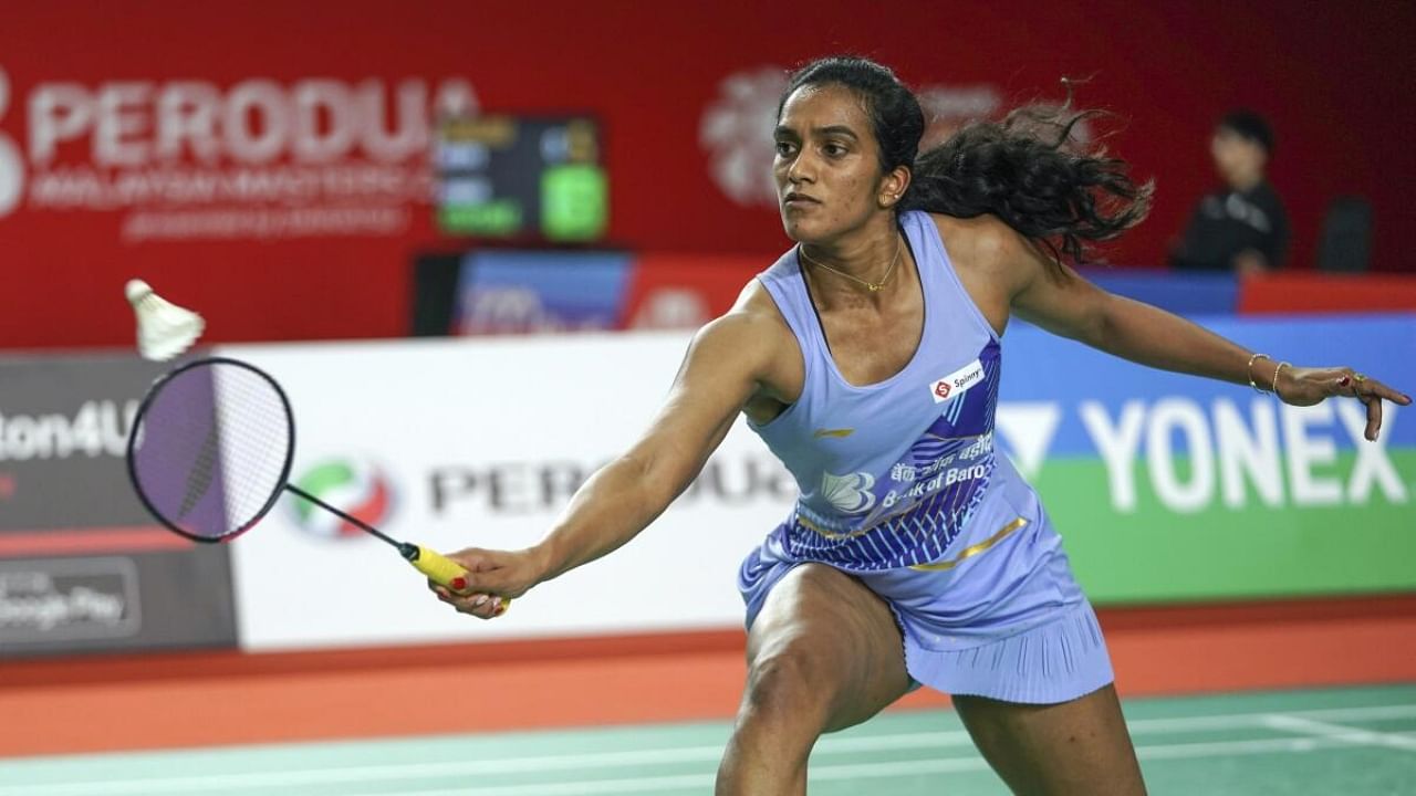 India's P V Sindhu returns a shot during her women's singles match against Japan's Aya Ohori at the Malaysia Masters badminton tournament in Kuala Lumpur, Malaysia, Thursday, May 25, 2023. Credit: AP/PTI Photo
