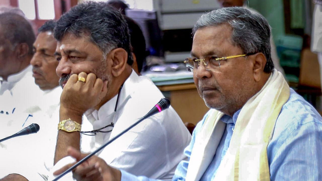 Karnataka CM Siddaramaiah and Deputy CM DKS. Credit: PTI Photo