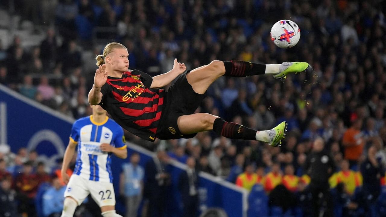 Erling Haaland during Manchester City's match against Brighton. Credit: Reuters Photo