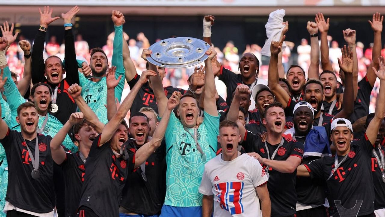 Bayern Munich players celebrate their Bundesliga victory. Credit: Reuters Photo