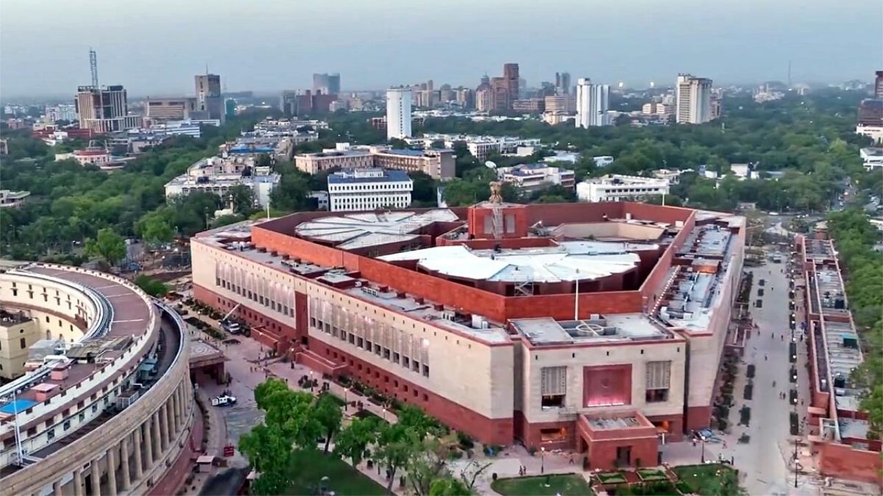 View of the new Parliament building. Credit: IANS Photo