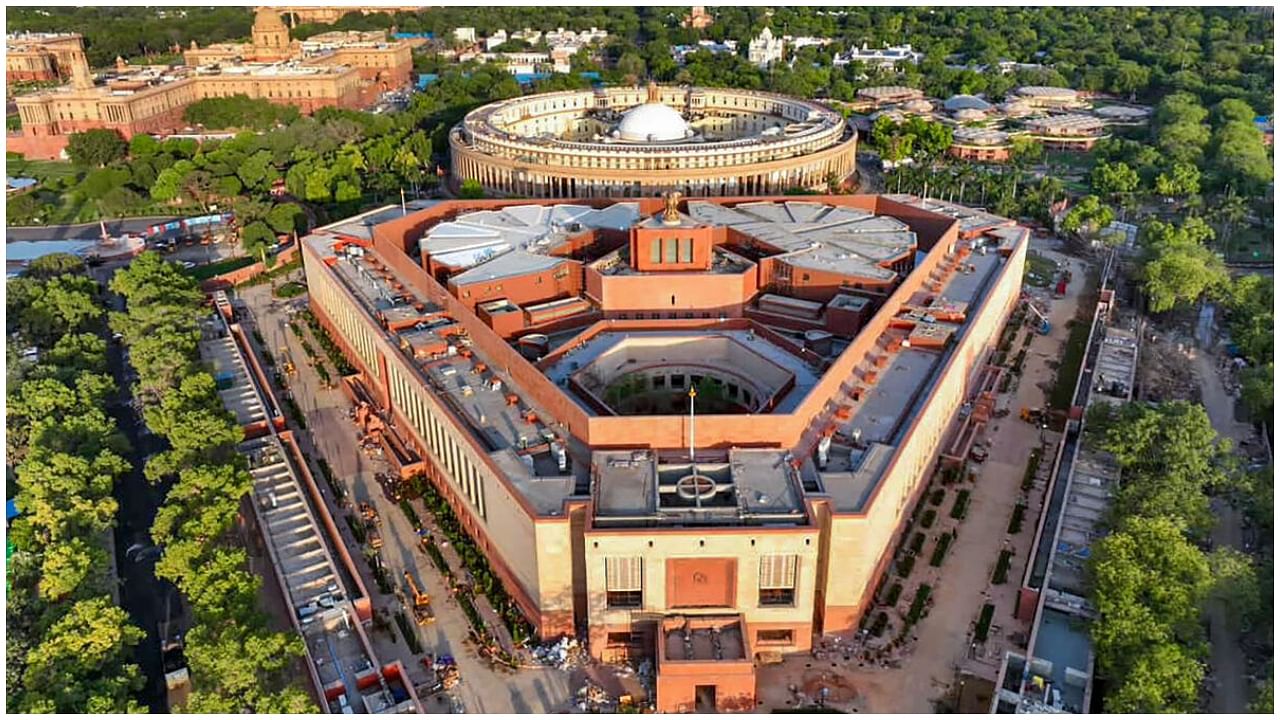 New Delhi: New Parliament building, that will be inaugurated by Prime Minister Narendra Modi on Sunday, in New Delhi, Saturday, May 27, 2023. Credit: PTI Photo