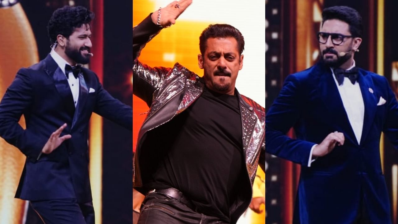 A collage of Vicky Kaushal, Salman Khan and Abhishek Bachchan performing at IIFA 2023. Credit: Special Arrangement