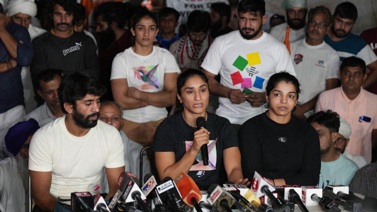 Amit Pehlwan has claimed that the protesting wrestlers have been misleading his family. Credit: PTI Photo