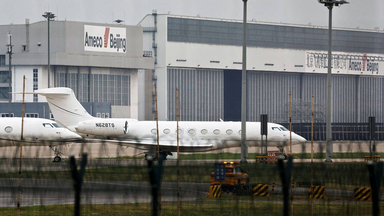Tesla Inc Chief Executive Officer Elon Musk's private jet is seen at Beijing Capital International Airport in Beijing, China May 30, 2023. Credit: Reuters Photo