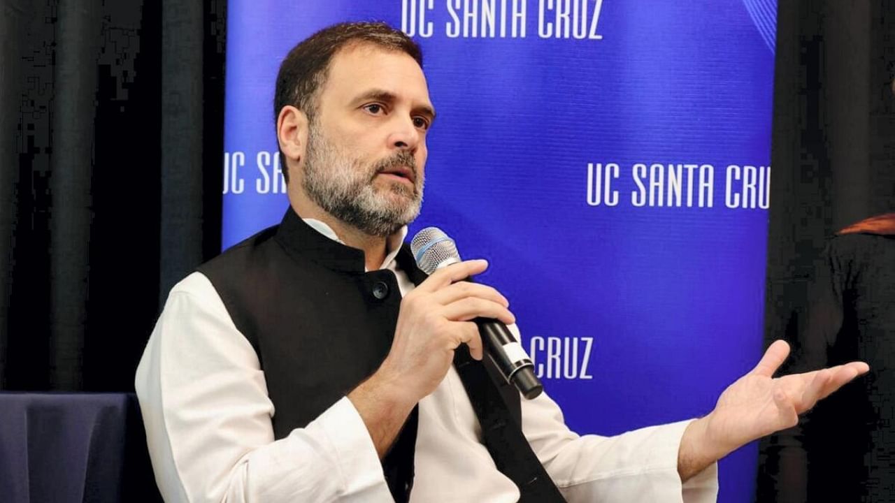 Congress leader Rahul Gandhi speaks during an interaction with activists, academics in United States. Credit: PTI Photo