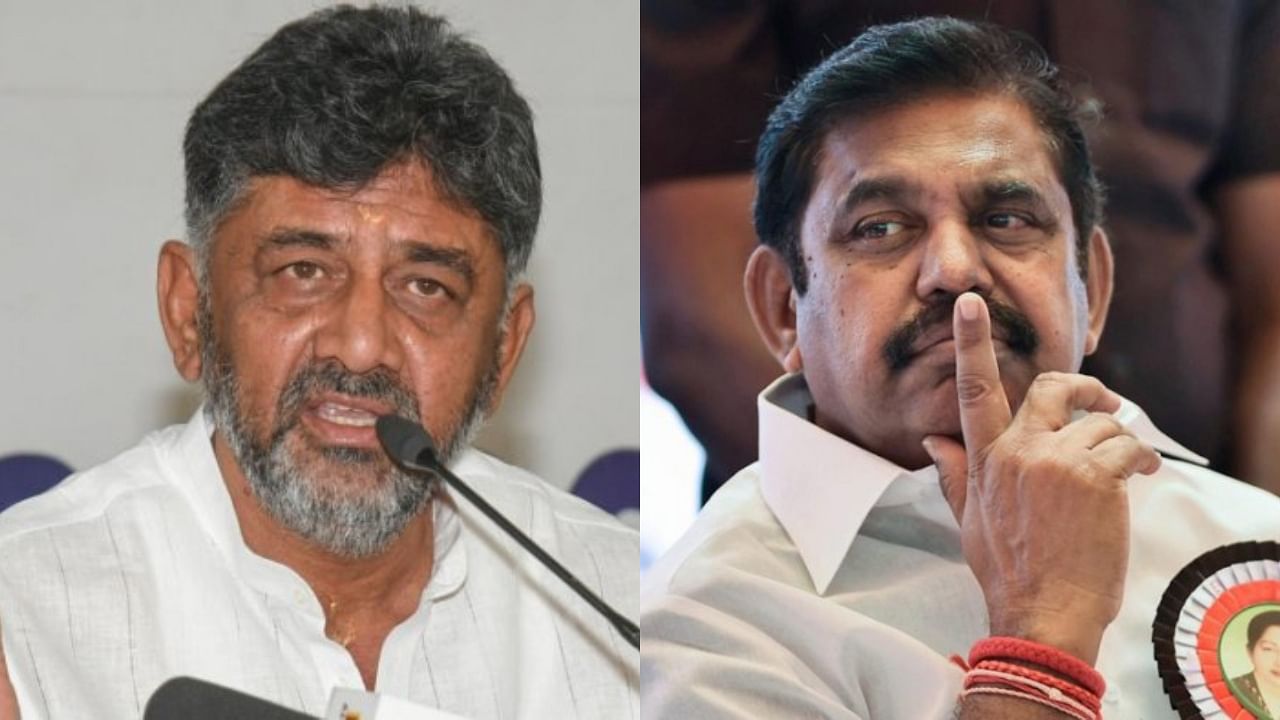 Karnataka deputy CM DK Shivakumar(L) and AIADMK's K Palaniswami. Credit: PTI File Photo