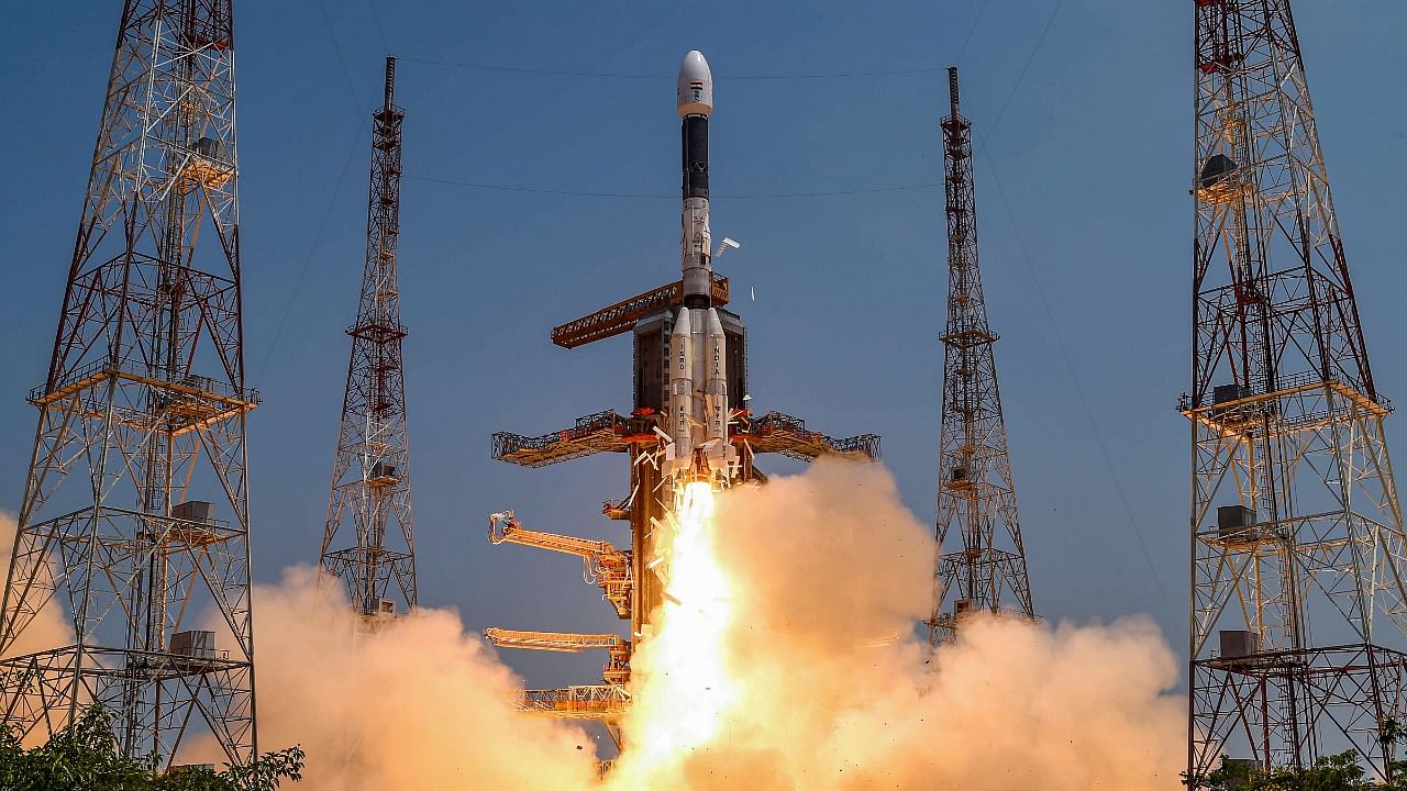 Isro’s GSLV rocket carrying navigation satellite NVS-01 lifts off from the Satish Dhawan Space Centre, in Sriharikota on Monday. Credit: PTI Photo