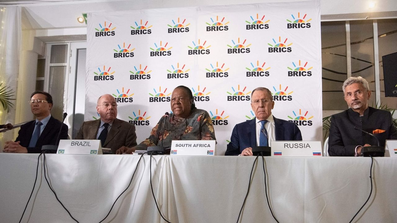 Foreign ministers from BRICS -- a five-nations bloc including Brazil, Russia, India, China and South Africa, meeting in Cape Town. Credit: AFP Photo