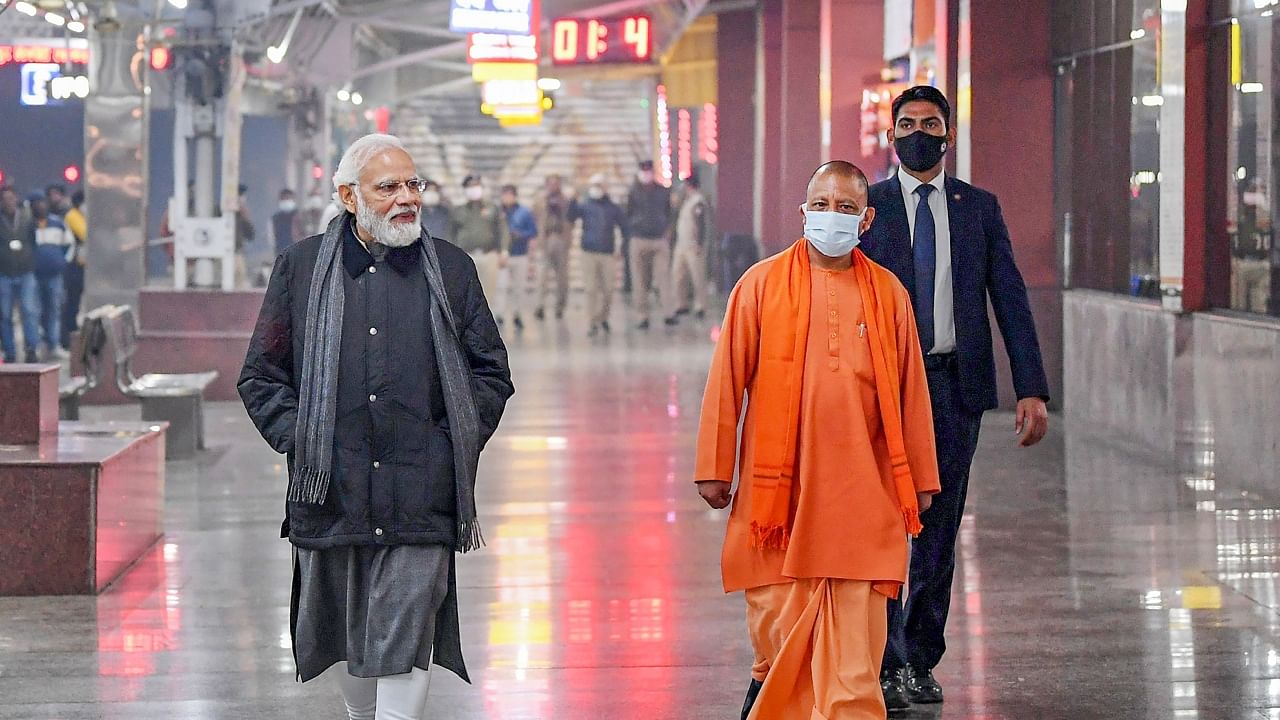 Prime Minister Narendra Modi with Chief Minister of Uttar Pradesh, Yogi Adityanath. Credit: PIB via PTI Photo