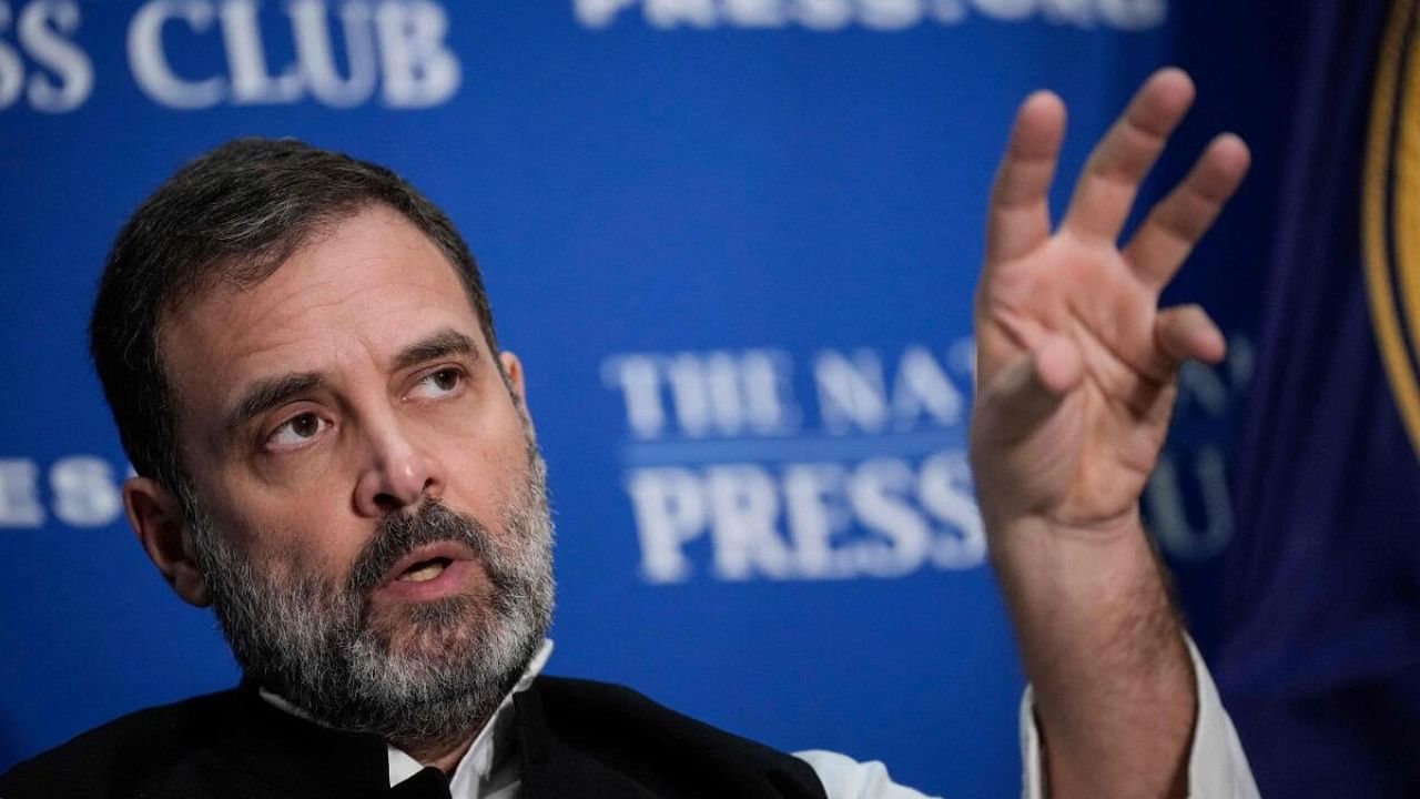 Opposition leader Rahul Gandhi speaks at the National Press Club on June 1, 2023 in Washington, DC. Credit: AFP Photo