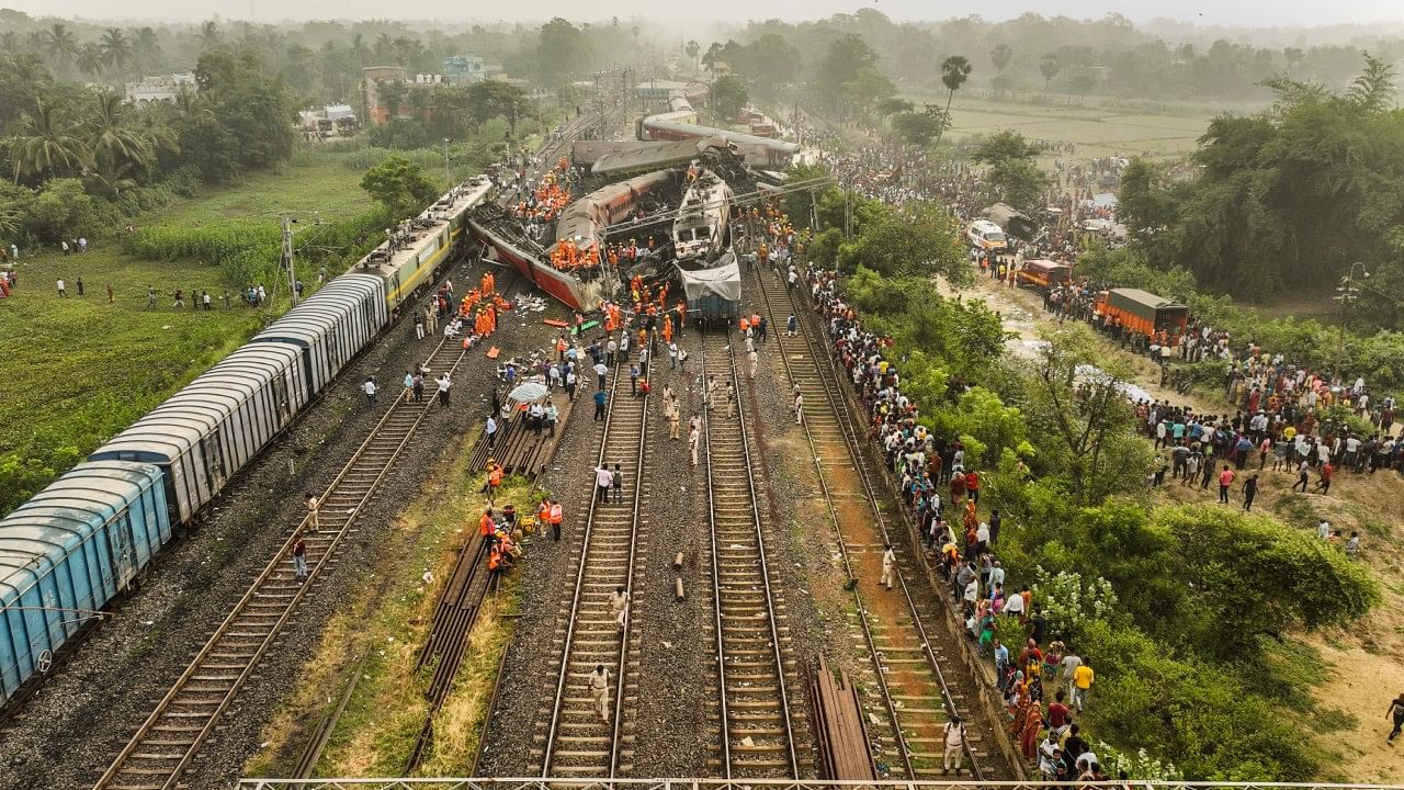 Triple train accident in Balasore. Credit: PTI Photo