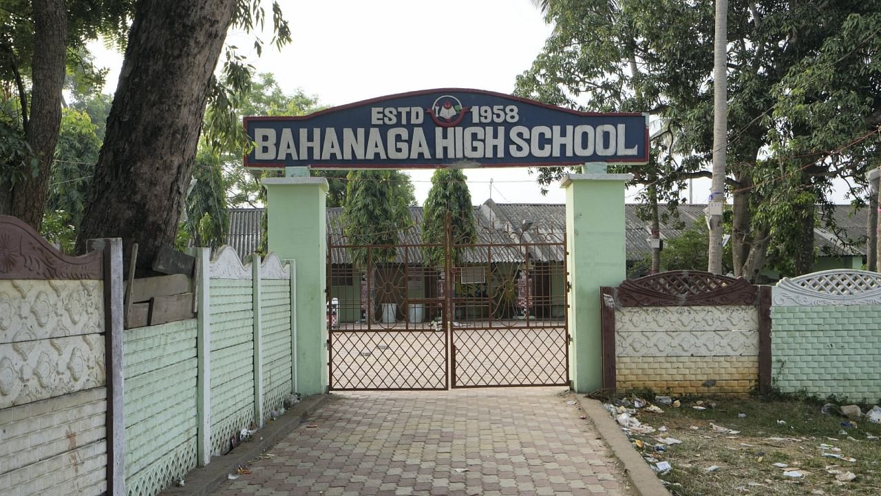 Bahanaga High School, which has been converted into a temporary mortuary, in Balasore district, Sunday, June 4, 2023. Credit: PTI Photo 