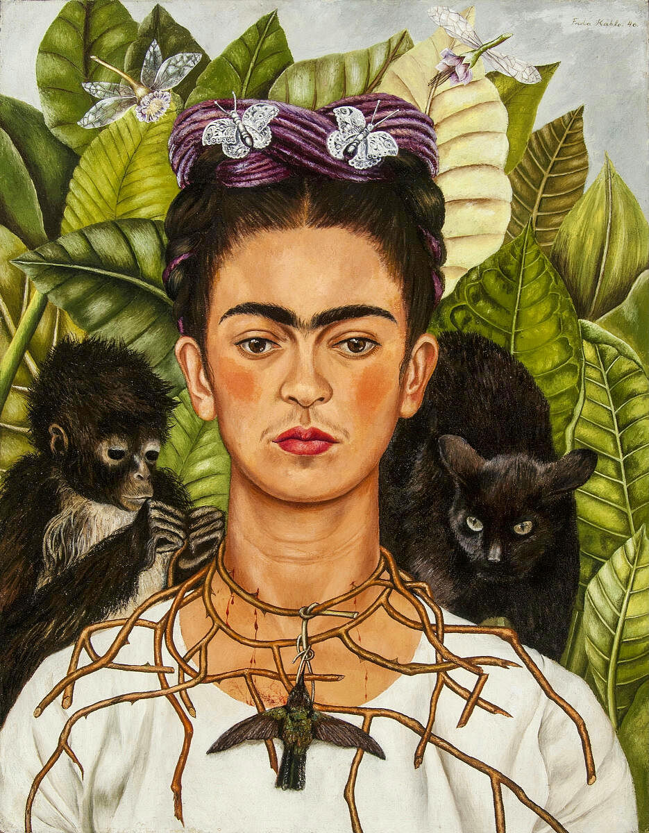 Frida Kahlo’s ‘Untitled’ (self-portrait with thorn necklace and hummingbird) (Pic courtesy: Wikimedia Commons/Harry Ramsom Center, Texas)