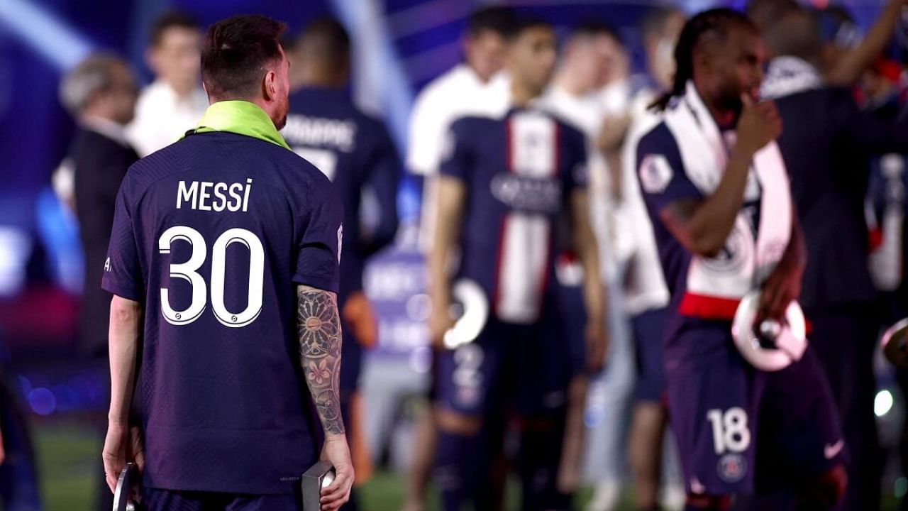Paris St Germain's Lionel Messi after winning the Ligue 1. Credit: Reuters Photo