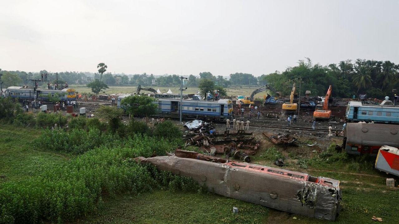 The Balasore train accident site. Credit: Reuters Photo