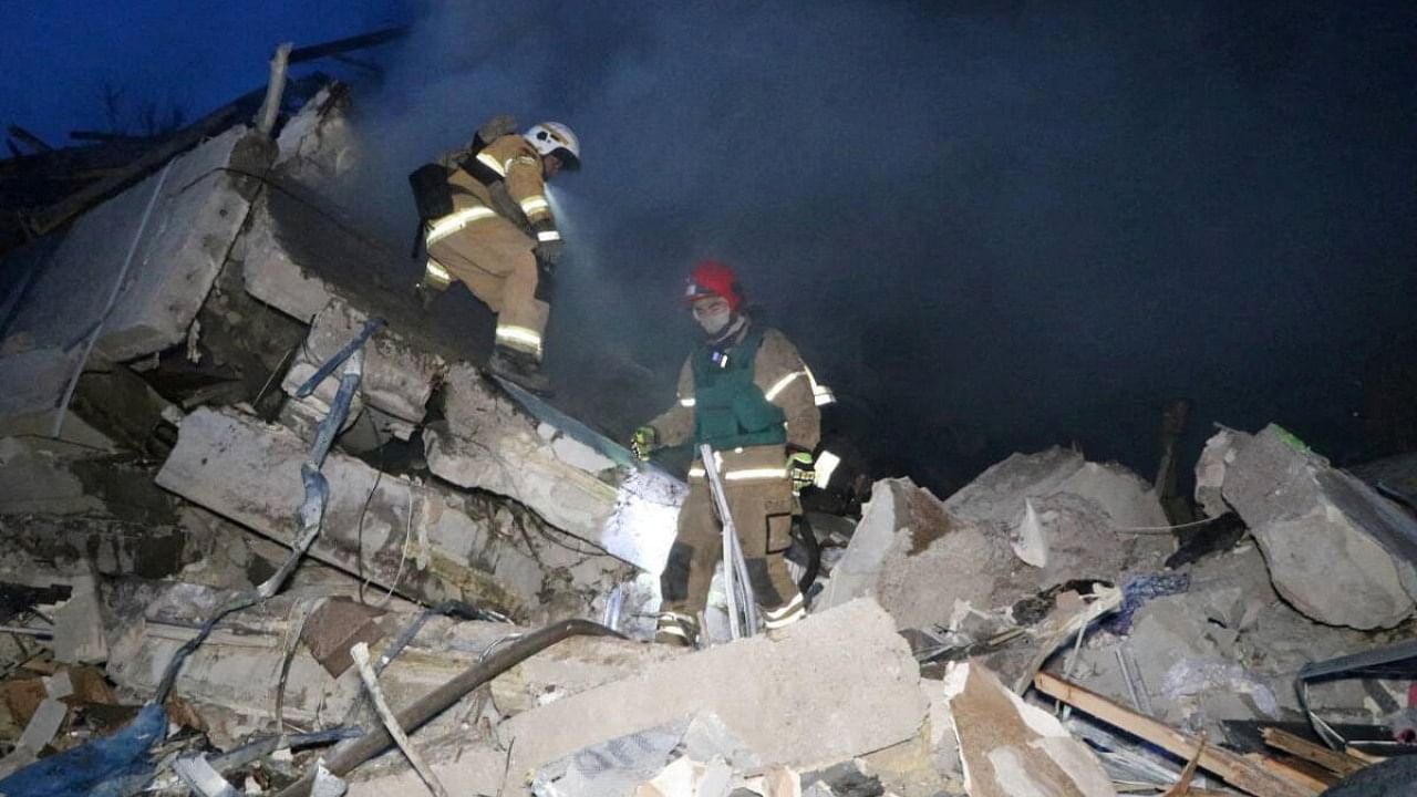 Rescuers work at a site of a residential building heavily damaged by a Russian missile strike, amid Russia's attack on Ukraine, on outskirt of the Dnipro city, Ukraine June 3, 2023. Press service of the State Emergency Service of Ukraine/Handout. Credit: Reuters