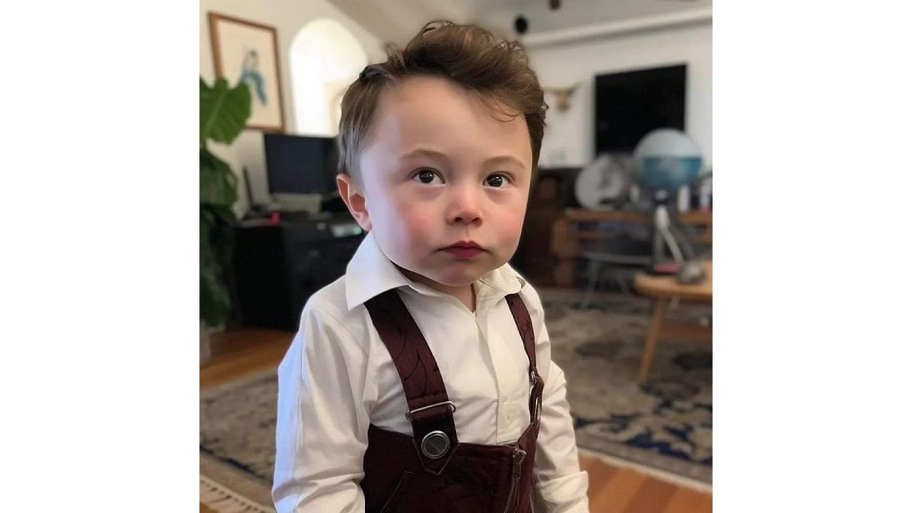 Elon Musk reacts to his AI-generated baby pic. Credit: IANS Photo