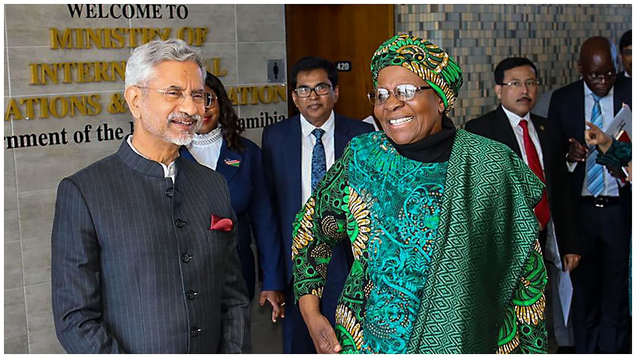 External Affairs Minister S Jaishankar and Namibian Foreign Minister Netumbo Nandi-Ndaitwah. Credit: PTI Photo