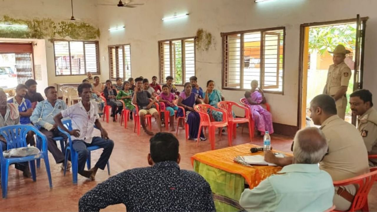 DCP(Law and order ) Anshu Kumar attends a SC/ST grievances meeting in Mangaluru South Police Station limits on Sunday. Credit: Special arrangement