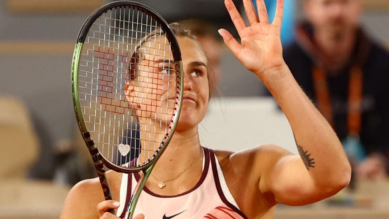 Belarus' Aryna Sabalenka celebrates winning her fourth round match against Sloane Stephens of the U.S.  Credit: Reuters Photo