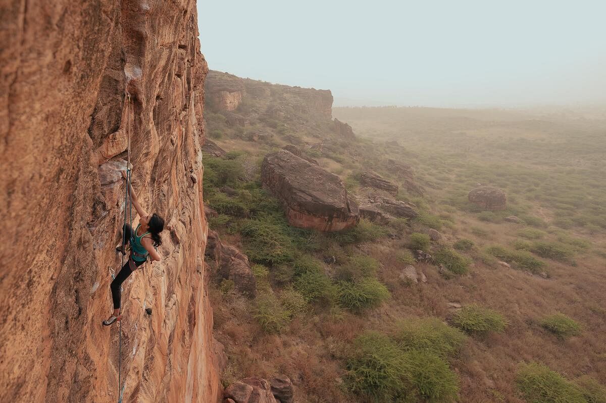 Gowri scaling greater heights. Pic courtesy Kiran Kallur