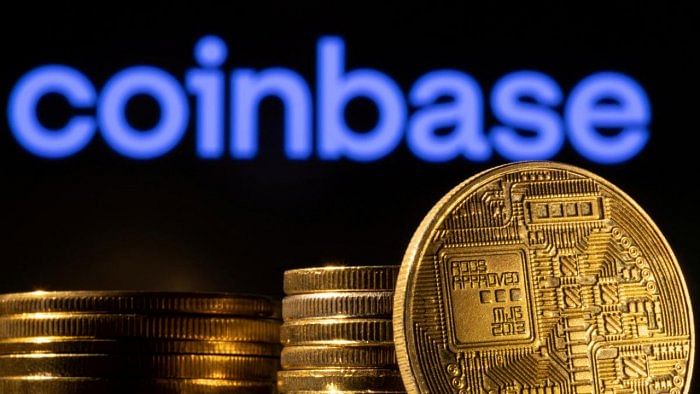 Illustration shows a representation of the cryptocurrency and Coinbase logo. Credit: Reuters File Photo
