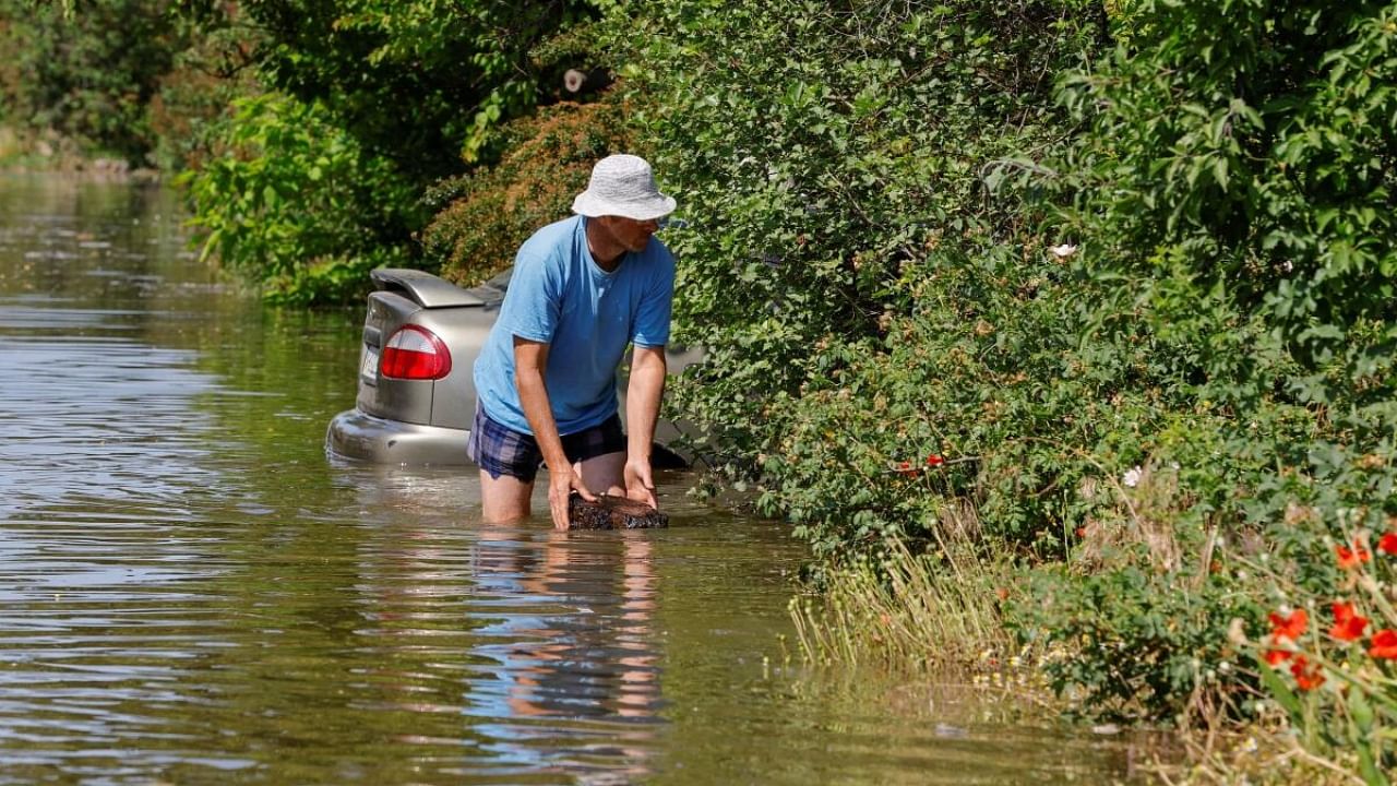 Nova Kakhovka town submerged in water following dam collapse. Credit: Reuters Photo