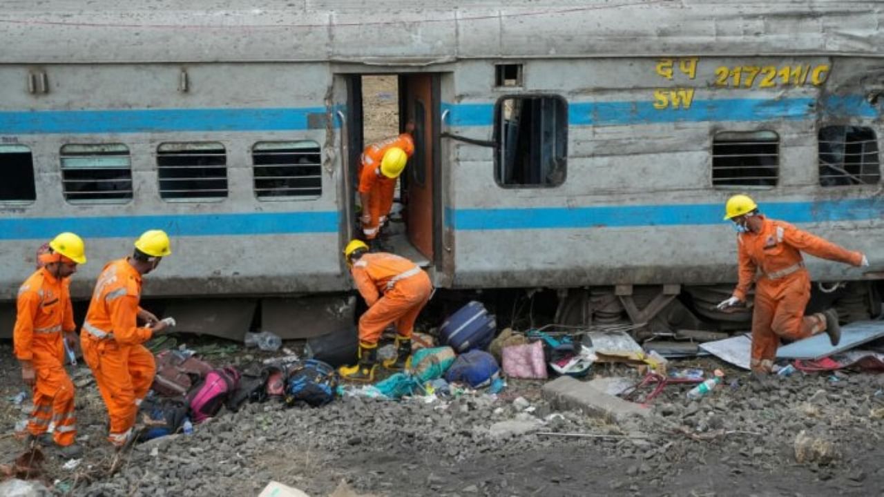 The Balasore accident site. Credit: PTI Photo