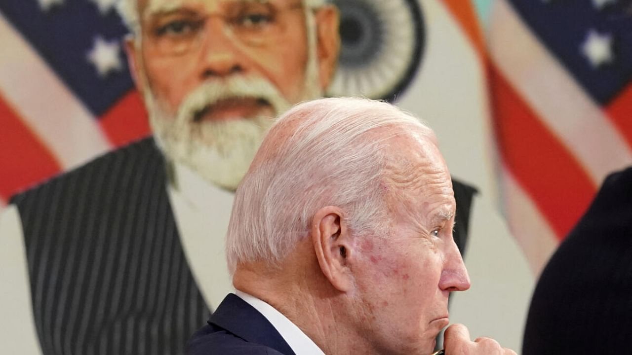 U.S. President Joe Biden holds a virtual meeting with Indian Prime Minister Narendra Modi. Credit: Reuters Photo