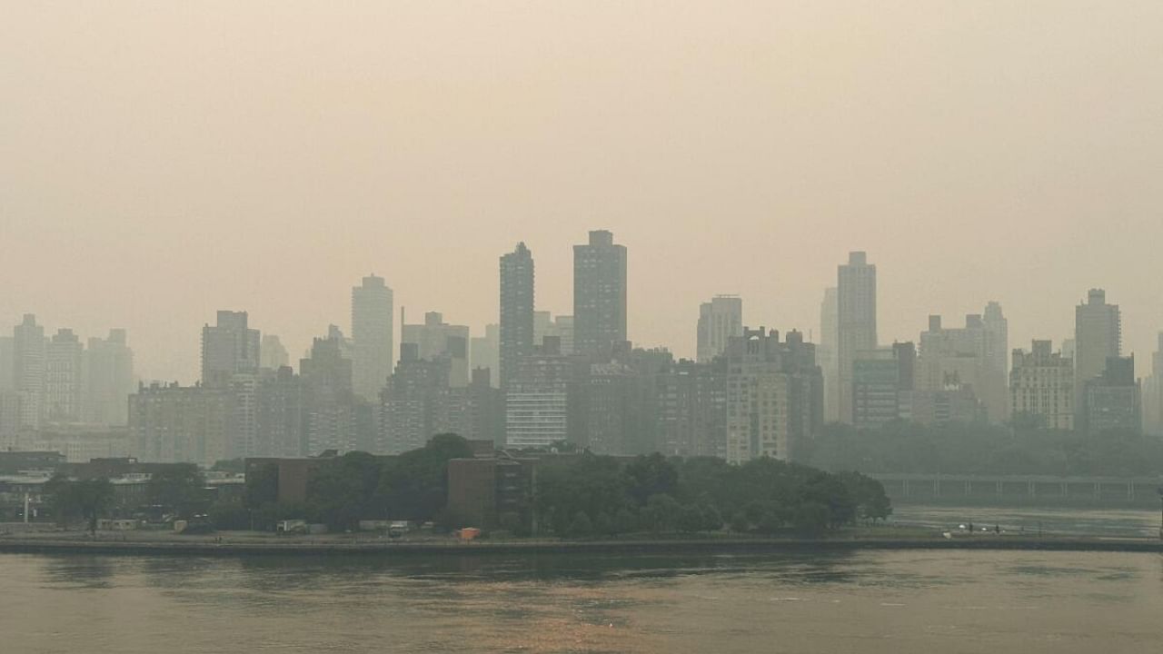 Canadian wildfires create haze over New York City, as seen from Astoria, Queens, New York. Credit: Reuters Photo