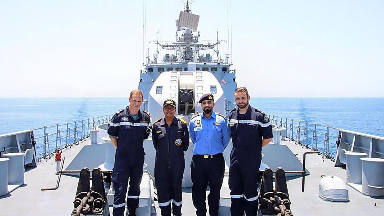 Oman: Navy personnel during the first edition of India, France and UAE Maritime Partnership Exercise. Credit: PTI Photo