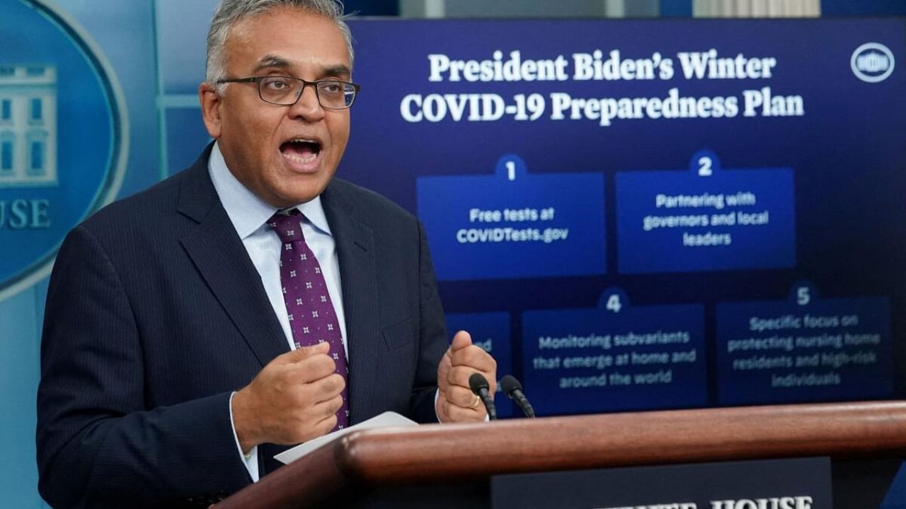 Ashish Jha speaks during a press briefing at the White House in Washington. Credit: Reuters File Photo