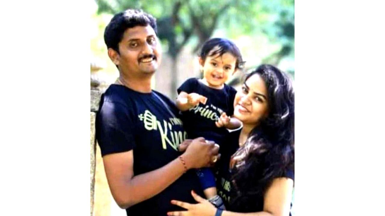 A file photo of RFO Prakash with his wife Ramita and daughter Trisha. Credit: Special Arrangement