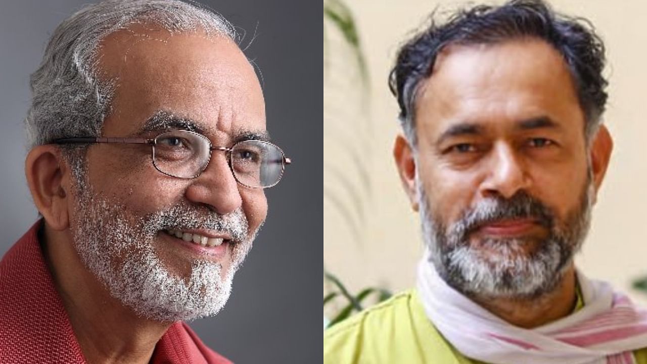 NCERT chief advisors Suhas Palshikar, Yogendra Yadav. Credit: Twitter/@PalshikarSuhas, Twitter/@_YogendraYadav